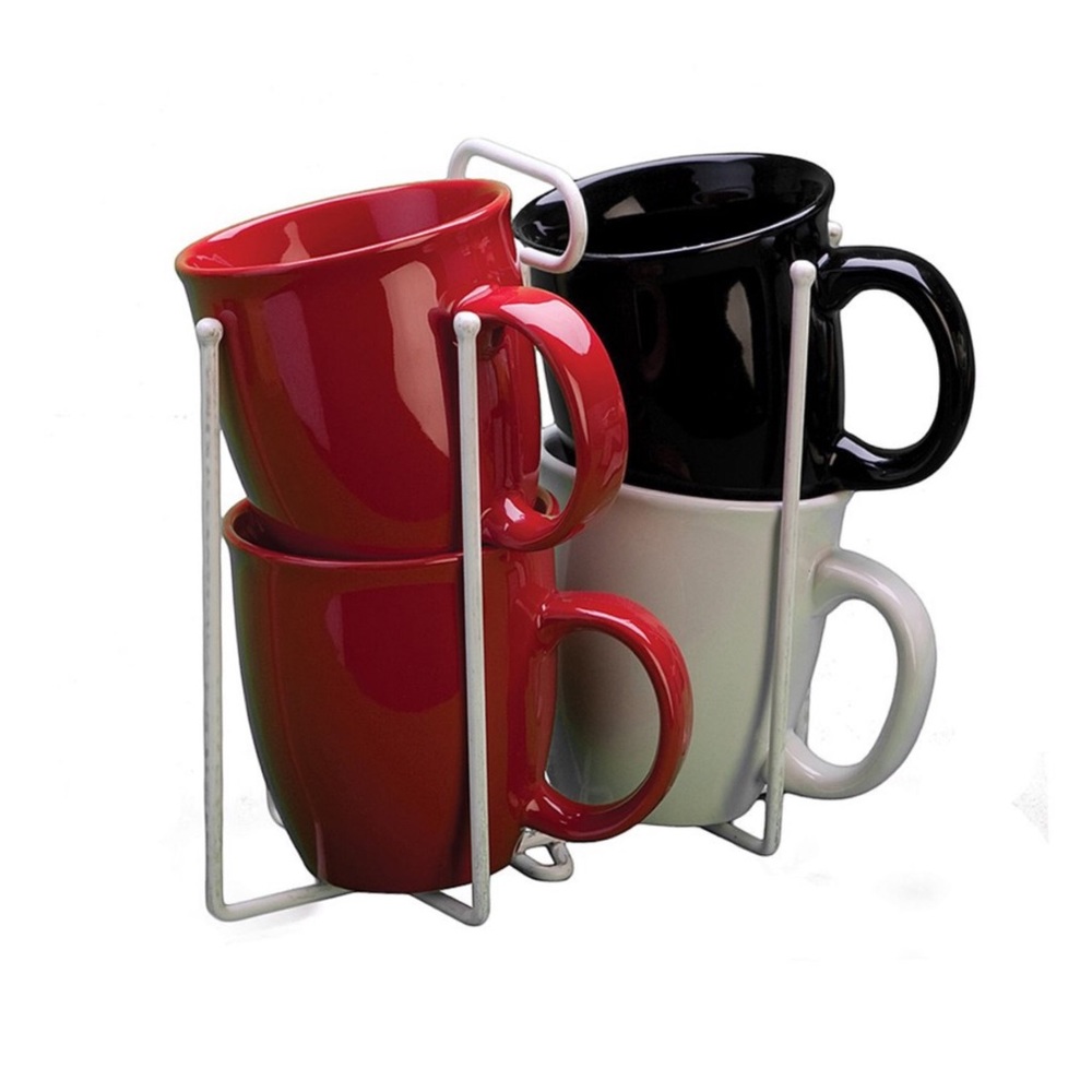 New GRAYLINE Steel White Twin Cup Stacker Storage Organizer NIP